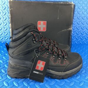 Mens Shoes Swiss Tech Black Non Marking Hiking Padded Sock Boots Size 10.5